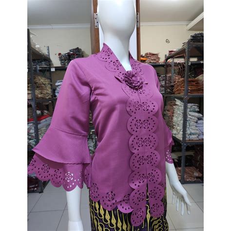 Jual Atasan Kebaya Encim Wanita Dewasa Modern Lengan Laser Cut