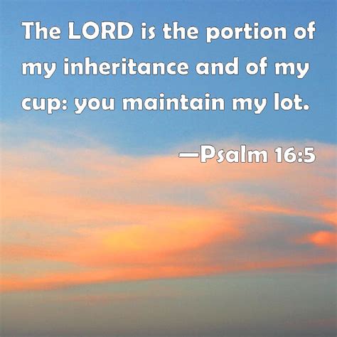 Psalm 16:5 The LORD is the portion of my inheritance and of my cup: you ...