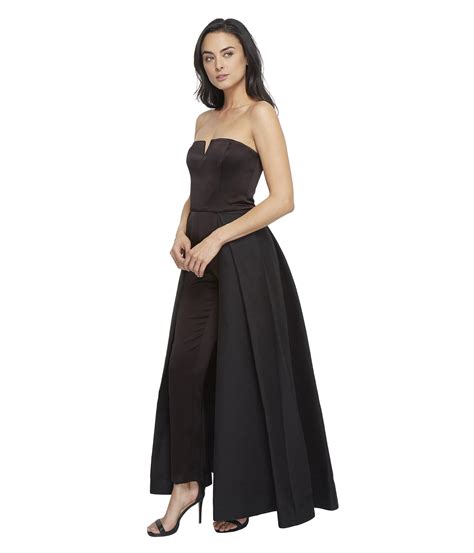 Lyst Halston Strapless Jumpsuit With Structured Skirt Overlay In Black