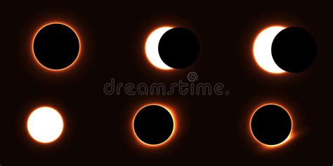 Diferentes Fases De Eclipses Solares E Lunares Ilustração Stock