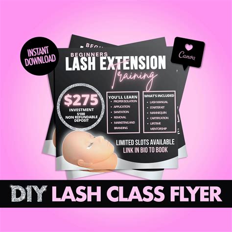 Diy Lash Class Flyer Lash Extension Training Pink Lash Etsy