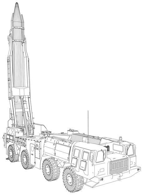 ロケットを搭載したトラック 特殊軍事装備 3dの空中攻撃ベクトル プレミアムベクター