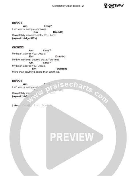 Completely Abandoned Chords Pdf Gateway Worship Praisecharts