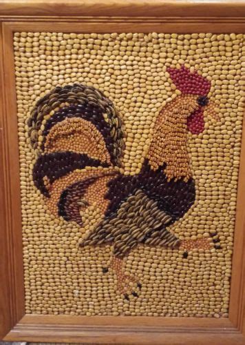 Dried Bean Rooster Pattern Rooster Picture Hand Made From Dry