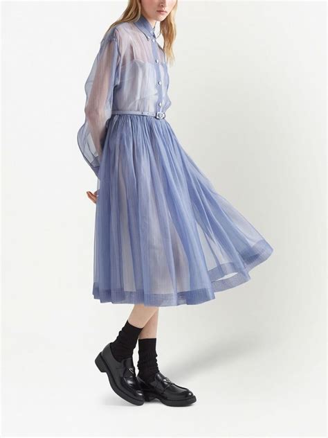 Prada Organza Midi Shirt Dress Farfetch Midi Shirt Dress Designer