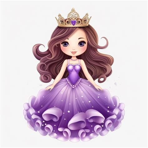 Princesa De Desenho Animado Em Vestido Roxo Tiable E Vestido Roxo