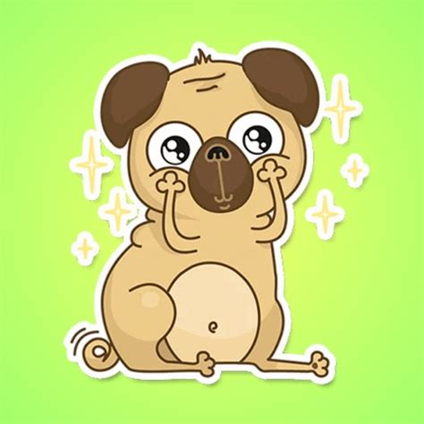 Happy Pug Stickers By Anton Vasilyev