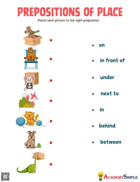 Prepositions Of Place Match The Pictures With Prepositions Academy