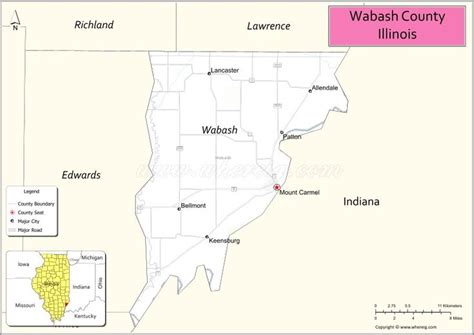 a map of wabash county illinois showing the location of wabash county