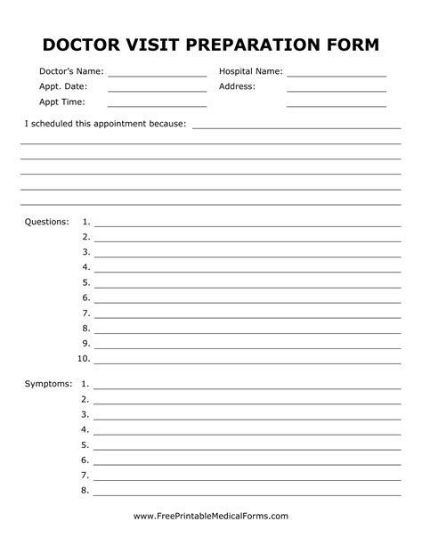 Doctor Visit Preparation Form Fill Out Sign Online And Download Pdf