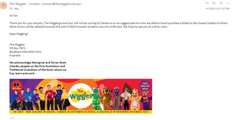 Wiggle Groove Tour - Canberra | Fandom