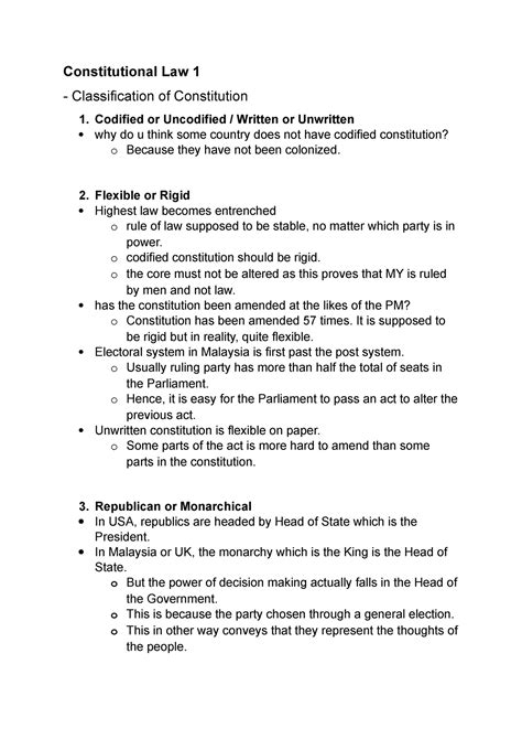 Notes Consti Law Constitutional Law 1 Classification Of