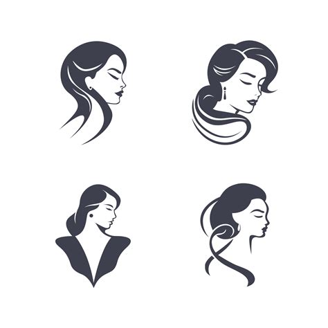 Stylish Womens Hairstyles Sillhouette Beauty Salon Logo Templates