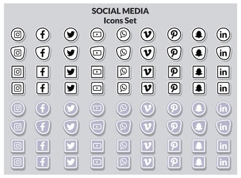 Conjunto De Iconos De Redes Sociales Populares Vector Premium