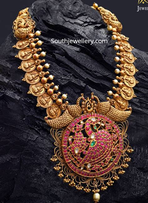 Antique Lakshmi Kasu Peacock Haram Indian Jewellery Designs