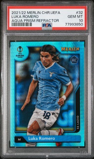 Luka Romero Topps Merlin Chrome Uefa Aqua Prism Refractor Rc