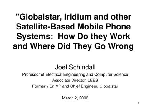 Ppt Globalstar Iridium And Other Satellite Based Mobile Phone