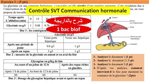 Contrôle Svt Communication Hormonale 1bac Sc Ex Fr شرح بالداريجة