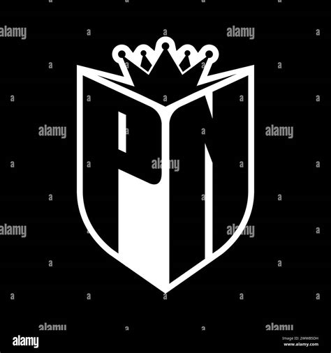 PN Letter Bold Monogram With Shield Shape And Sharp Crown Inside Shield