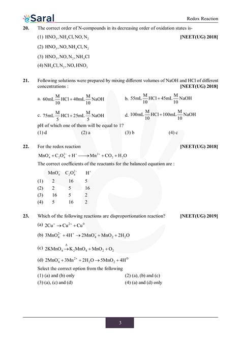 Redox Reactions Neet Previous Year Questions With Complete Solutions