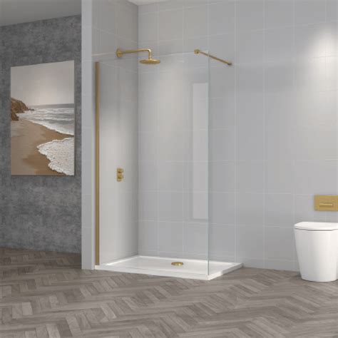 Astini T18 Brushed Brass 700x1950x8mm Wetroom Panel Wetroom Screens