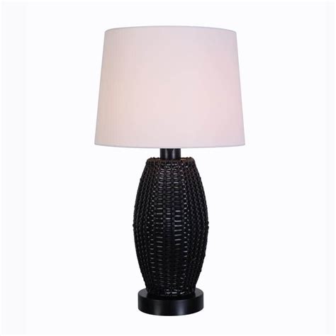 Hampton Bay Chaleston 28 In Black Outdoor Indoor Tapered Table Lamp