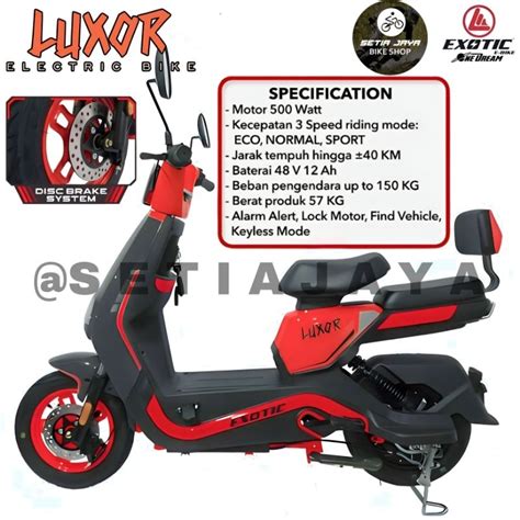 Jual Sepeda Listrik E Bike EXOTIC LUXOR 48V 12Ah 500 Watt Disc Brake