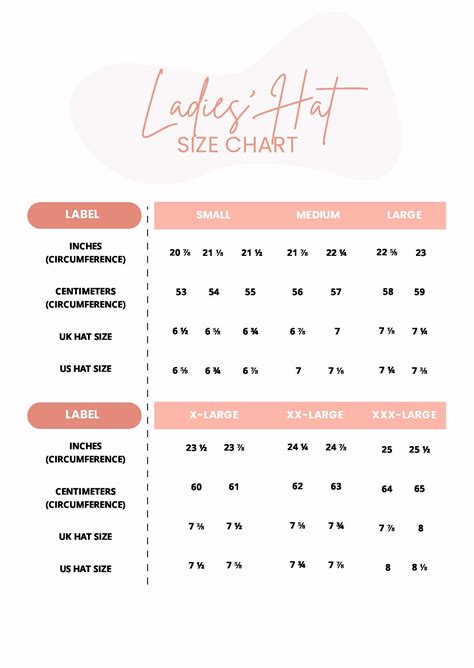 Ladies Hat Size Chart in PDF - Download | Template.net