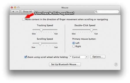 Reverse Mouse Scroll Mac OS X Change Scrolling Direction