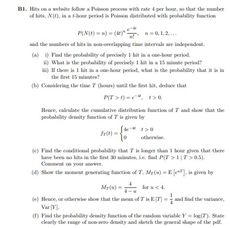 Solved Bi Hits On A Website Follow A Poisson Process With Chegg