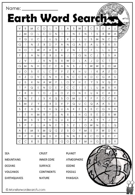 Earth Word Search Monster Word Search