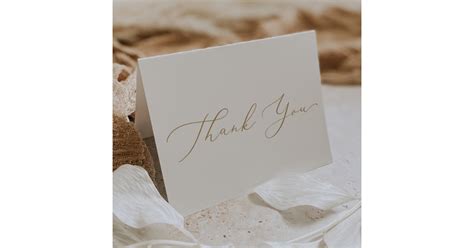 Delicate Gold Calligraphy Thank You Card Zazzle