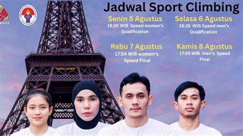 Jadwal Panjat Tebing Atlet Indonesia Di Olimpiade Paris Mulai