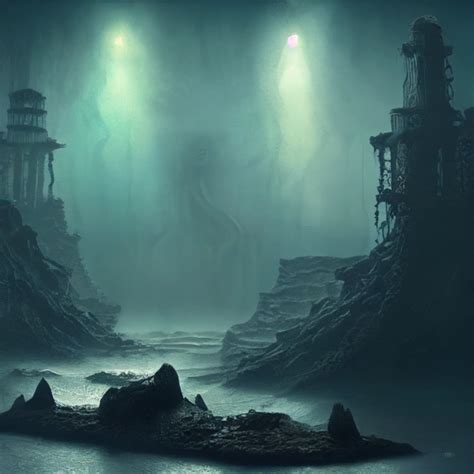 The Sunken City Of R Lyeh Landscape Depicting Midjourney Openart