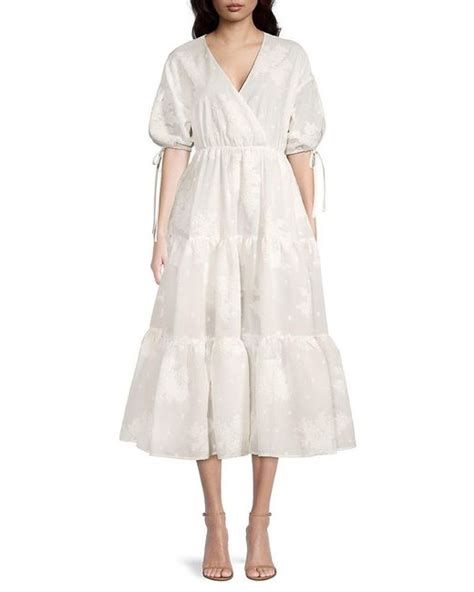 Ted Baker Darita Puff Sleeve Tiered Midi Dress In White Lyst UK