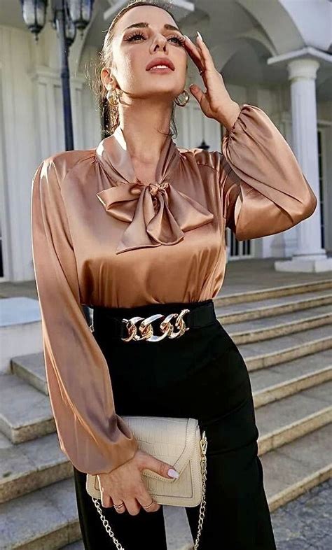 Satin Bluse Pussy Bow Blouse Everyday Chic Blouse Outfit Beautiful