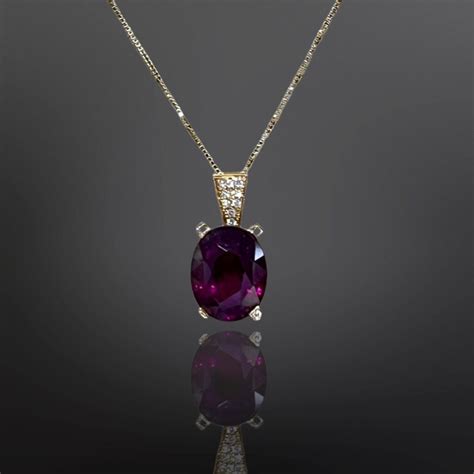 Rose Garnet Yellow Gold Diamond Pendant Lihiniya Gems