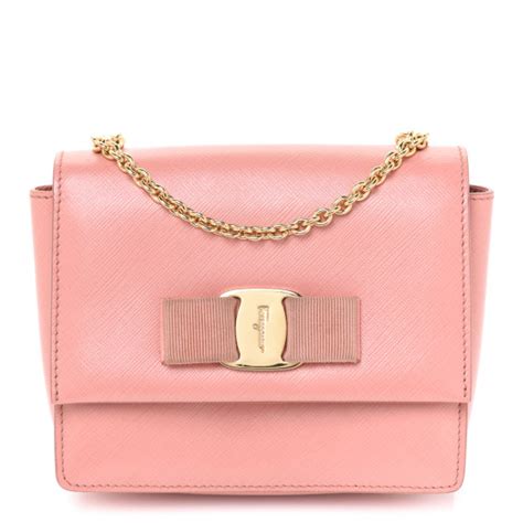 Salvatore Ferragamo Hammered Calfskin Mini Vara Bow Crossbody Bag Pink