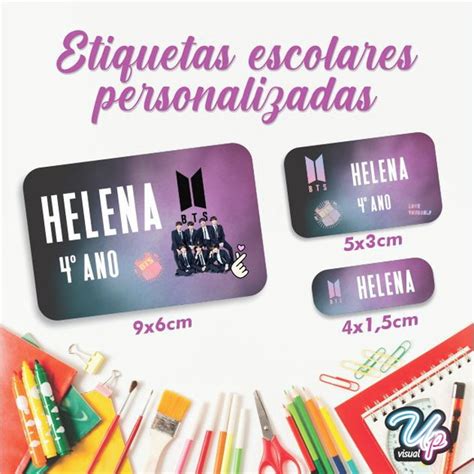 Etiquetas Escolares Tema Bts Elo Produtos Especiais