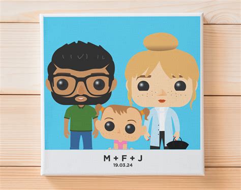 Toile carrée Famille Funko Pop personnalisée Made In Gift