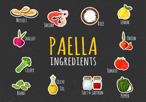 Paella Ingredients Illustration 135571 Vector Art at Vecteezy