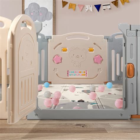 Uanlauo Baby Fence Foldable Baby Playpen Panel Extra Large Playpen