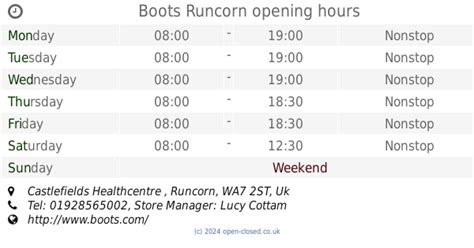 Boots Runcorn Opening Times Castlefields Healthcentre