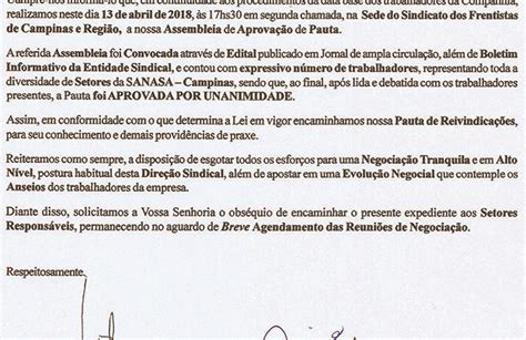 Pauta De Reivindica Es J Est Protocolada Na Sanasa Sindae