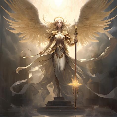 Premium AI Image | Angelic Guardian with Staff