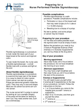 Fillable Online Flexible Sigmoidoscopy Preparing For A Nurse Performed