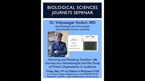 Biology Journeys Seminar Dr Vidyasagar Koduri Youtube