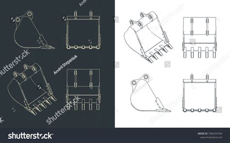 Stylized Vector Illustration Drawings Excavator Bucket Stock Vector