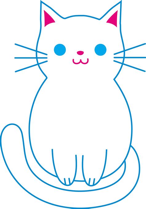 Cute White Cat - Free Clip Art