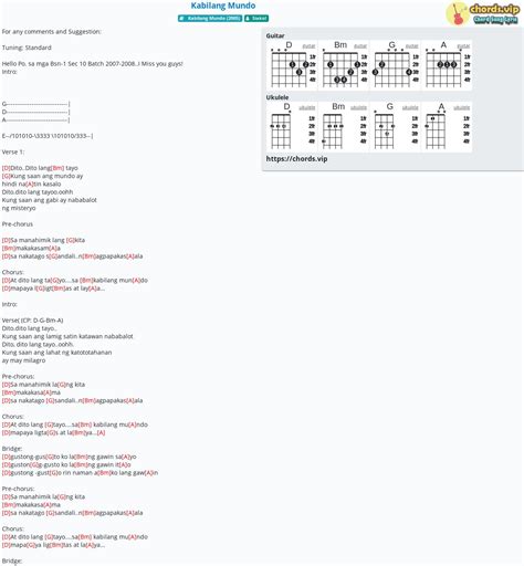 Chord: Kabilang Mundo - tab, song lyric, sheet, guitar, ukulele | chords.vip